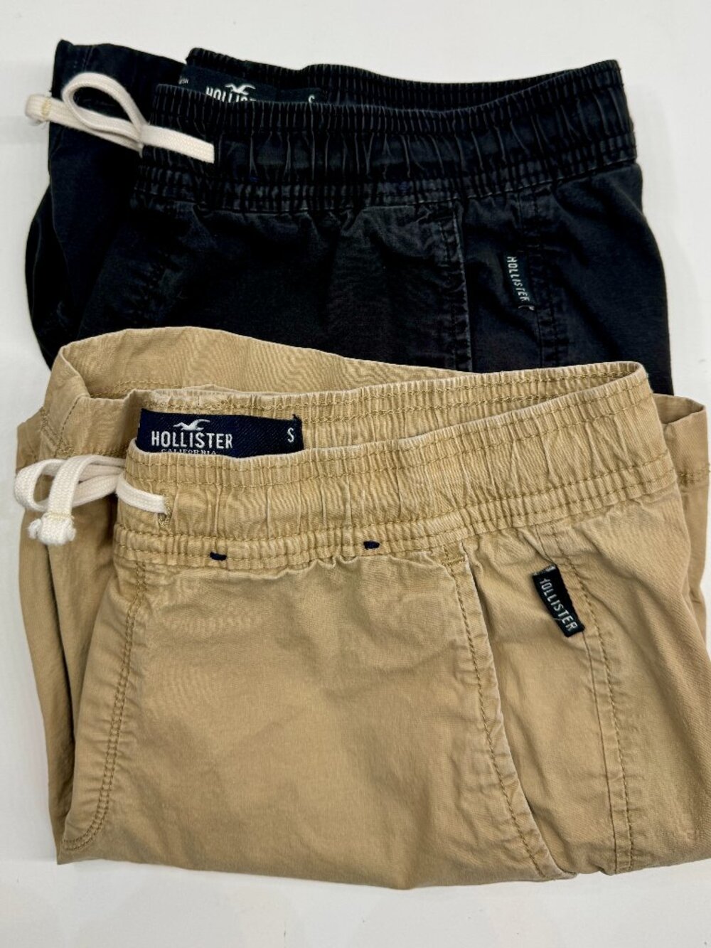2 Pair Hollister Men's Epic Flex Jogger Shorts Black & Tan Size Small